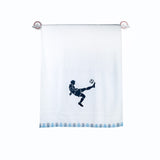 Polkas & Stripe Footballer Boy White Bath Towel