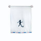 Polkas & Stripe Footballer Girl White Bath Towel