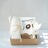 Baby Boy Gift Hamper with Cotton Romper and Swaddle | Little Meadows | White