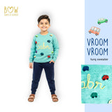 Boys Customised Cars Sweater - Turquoise