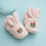 Pink Bunny Booties for Girls with Embroidery