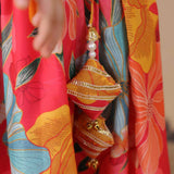 Casa Ninos Red Floral Top And Lengha