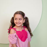 Mamarill Girls Sweetheart Dress Is A Playful Pink Dress With A Bold Red Heart On The Front.