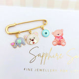 Teddy-Elephant-Evil eye Baby Pin