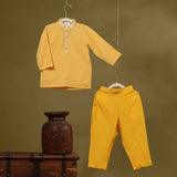 Casa Ninos Yellow Embroided Kurta With Pants