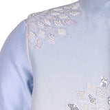 Rang Powder Blue Embroidered Kurta Set with Layered Jacket
