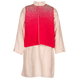 Rang Beige Kurta Set with Embellished Red Jacket