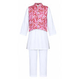 Rang Red Floral Printed Waistcoat Kurta Set With White Pants