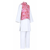 Rang Red Floral Printed Waistcoat Kurta Set With White Pants