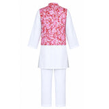 Rang Red Floral Printed Waistcoat Kurta Set With White Pants