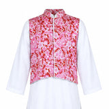 Rang Red Floral Printed Waistcoat Kurta Set With White Pants