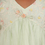 Casa Nions Green Embroided Dress With Lace Detailing