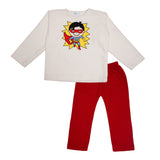 Polkas & Stripes Superhero White And Red Night Suit