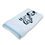Polkas & Stripes Zebra Blue White Bath Towel