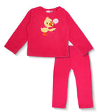 Polkas & Stripes Chick Dark Pink Night Suit