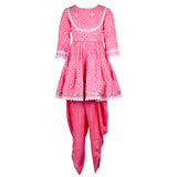 Rang Pink Printed Peplum Kurta with Dhoti Pants
