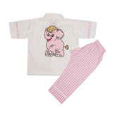 Polkas & Stripes Pink Elephant White Night Suit