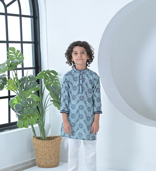 The Plum Bum Blue Threadwork Kurta Set