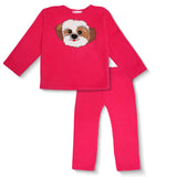 Polkas & Stripes Shi Tzu Dark Pink Night Suit