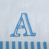 Polkas & Stripes Alphabet Blue Face Towel