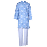 Rang Sky Blue Floral Printed Kurta Pyjama Set