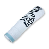 Polkas & Stripes Zebra Blue White Bath Towel