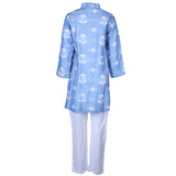 Rang Sky Blue Floral Printed Kurta Pyjama Set