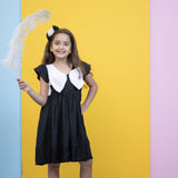 Mamarill Girls Chic Bow Tunic Is A Chic Black Dress With A Distinctive White Bow Accent On The Chest.