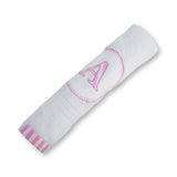 Polkas & Stripes Alphabet Pink White Hand Towel