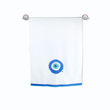 Polkas & Stripes Evil Eye White Bath Towel