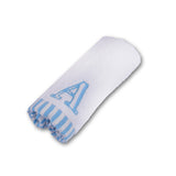 Polkas & Stripes Alphabet Blue Face Towel