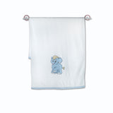 Polkas & Stripes Elephant Blue White Bath Towel