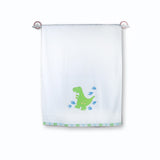 Polkas & Stripe Dinosaur White Bath Towel