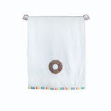 Polkas & Stripes Donut White Bath Towel