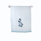 Polkas & Stripes Zebra Blue White Bath Towel