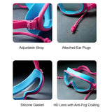 Blue & Pink Anti-Fog UV Protection Leakproof Swim Goggles for Kids, 7–15 Years