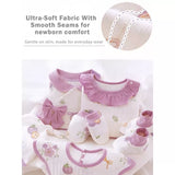 23 pcs Fairy Bow Newborn Baby Girl Gift Box set, All Season Wear Hamper with luxury designed Storage Cane Basket (0-12 months)