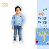 Boys Customised Cars Sweater - Sky