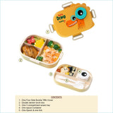 Little Surprise Box,Orange Big Eye Dino 2 decker Lunch Box for Kids