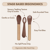 Dodo Baby Silicone Cutlery Set Brown