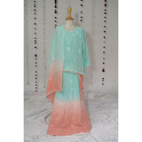 Little Awadh Shaded Pure Chikankari Lehenga Set With Pearls