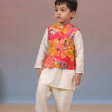 Casa Ninos Red Muslin Jacket Set