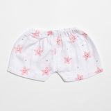 Aariro Muslin Shorts - Peach Smiley Star