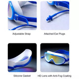 Blue & White Anti-Fog UV Protection Leakproof Swim Goggles for Kids, 7–15 Years