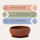 Dodo Baby Silicone Suction Feeding Bowl Brown