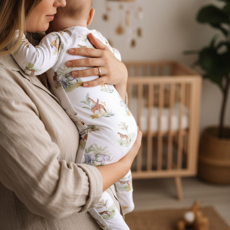 Bubz Bamboo Baby Zipsuit - Two-way zip sleepsuit - Indian Safari