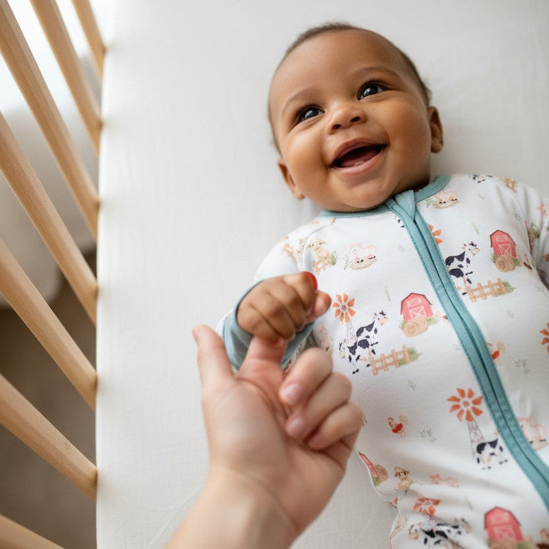 Bubz Bamboo Baby Zipsuit - Two-way zip sleepsuit - Barn