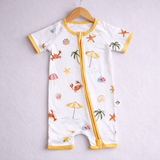 Bubz Bamboo Baby Romper - Soft Breathable Two-Way Zip - Beach
