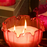 Berry Glow Glass Fluted Candle- Big