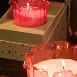 Berry Glow Glass Fluted Candle Set of 2